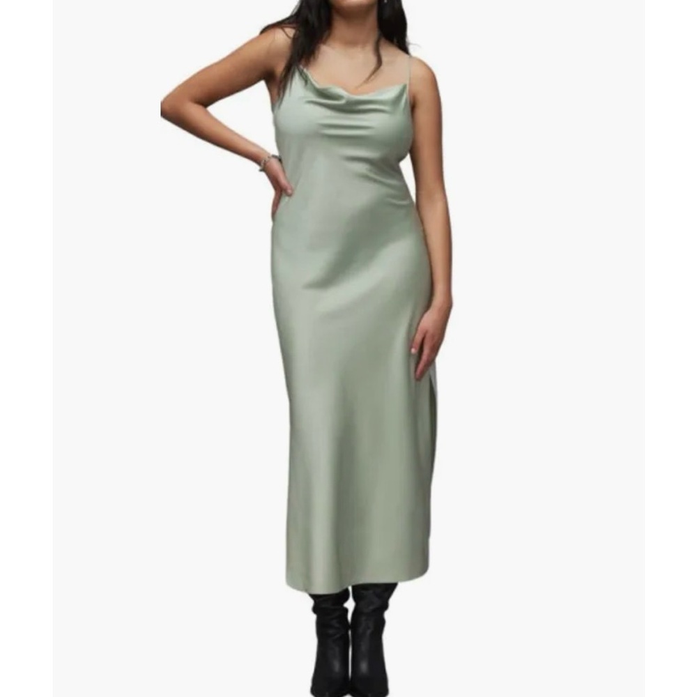 All Saints Hadley Slip Dress in Sage Green